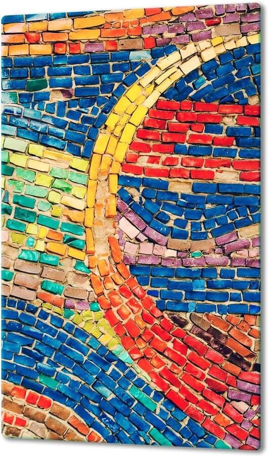 Glazen Kookplaat Afdekplaat Spatbescherming Aanrecht Keuken Beschermen Gehard Glas 30 x 52 cm Kleurrijk Steenpatroon