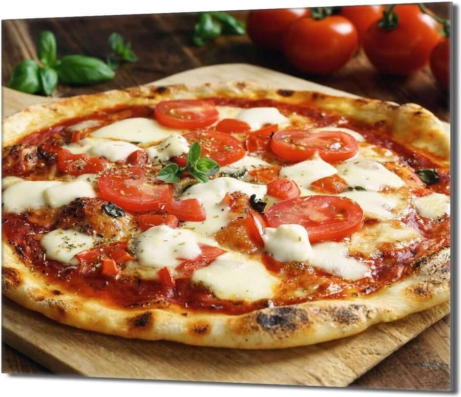 Glazen Kookplaat Afdekplaat Spatbescherming Kookplaat Snijplank Glas Keuken Beschermen Gehard Glas 4mm 60x52 cm Pizza Print