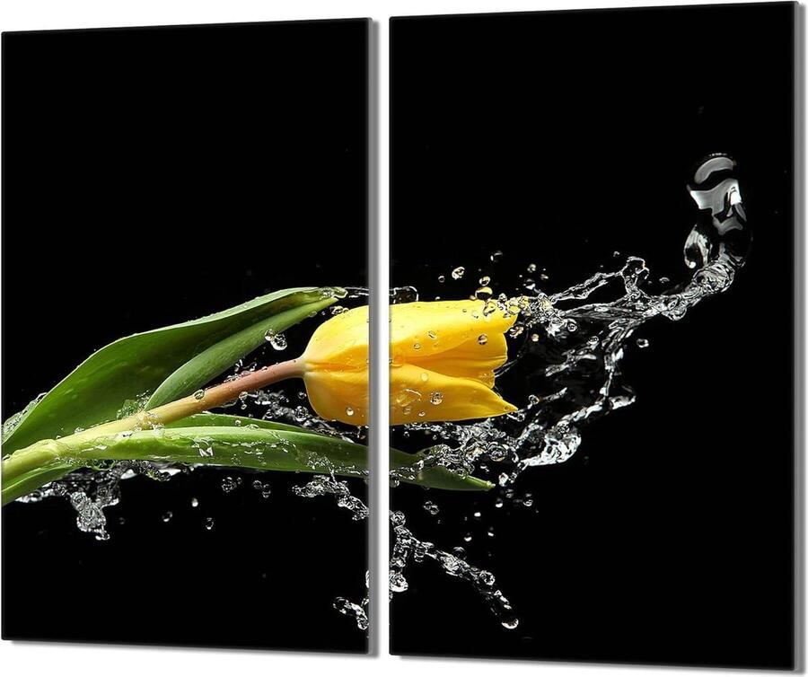 Glazen Kookplaat Afdekplaat Spatbescherming Snijplank Keuken Beschermen Gehard Glas 2x 30x52 cm Tulp Print