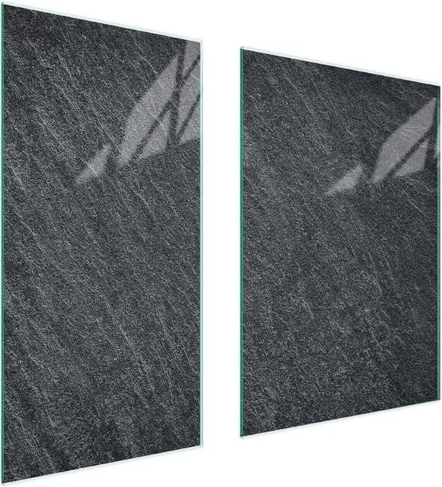 Glazen Kookplaat Afdekplaat Spatbescherming Snijplank Keuken Beschermen Tweedelig Gehard Glas 75 x 52 cm Grijs