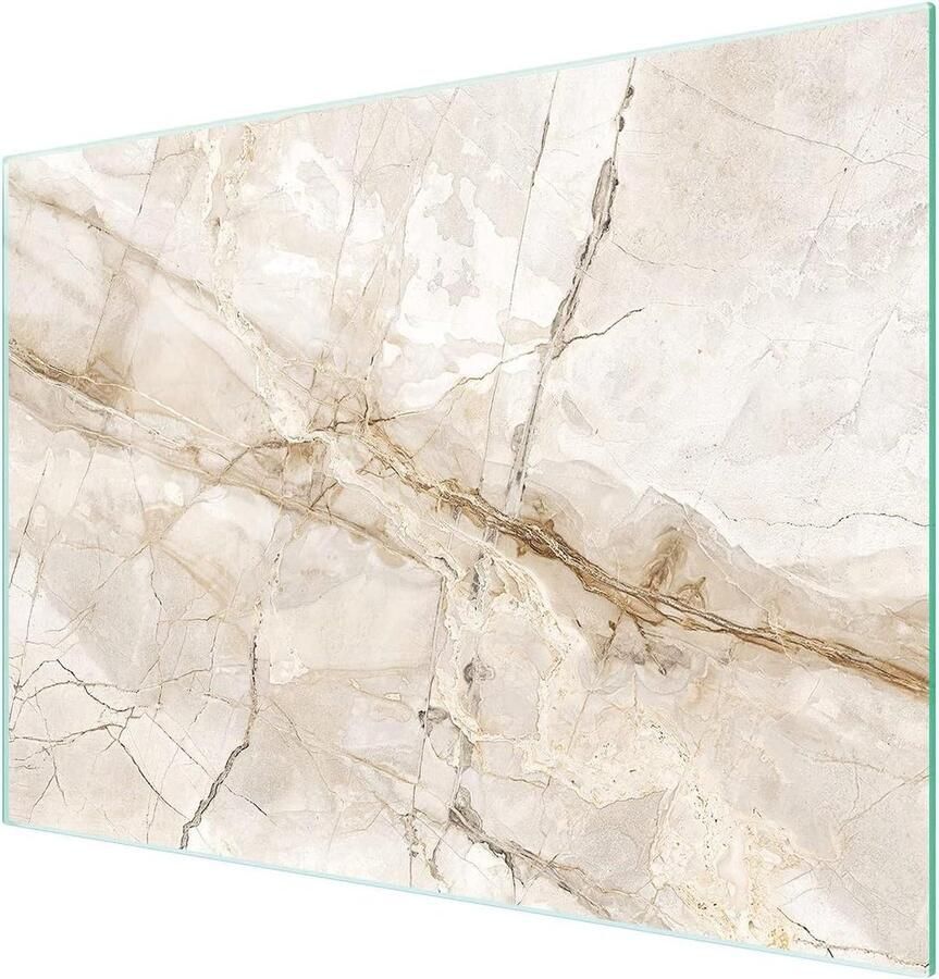 Glazen kookplaat beschermer Spatbord glasplaat Bescherming aanrecht Gehard glas 30 x 22 cm Beige marmer