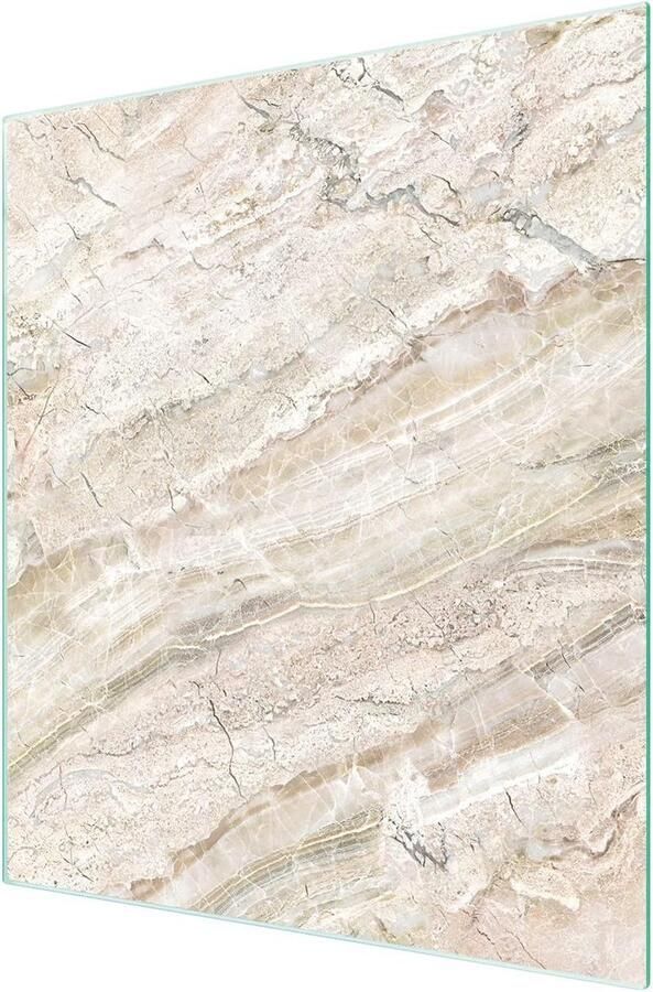 Glazen Kookplaatafdekking Spatbescherming Fornuis Keukenwerkblad Beschermen Krasbestendig Gehard Glas 45x52 cm Beige Marmer
