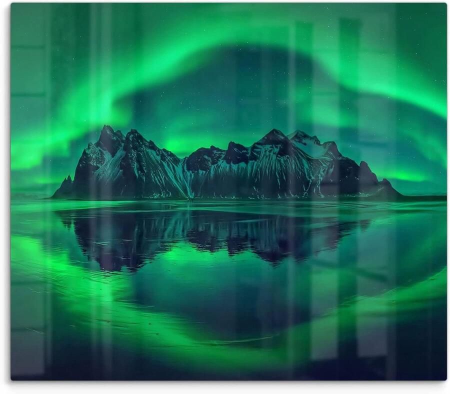 Glazen Kookplaatafdekking Werkbladbeschermer Glasplaat Koken en Snijden 3D Diepte Effect 60 x 52 cm Vestrahorn Poollicht