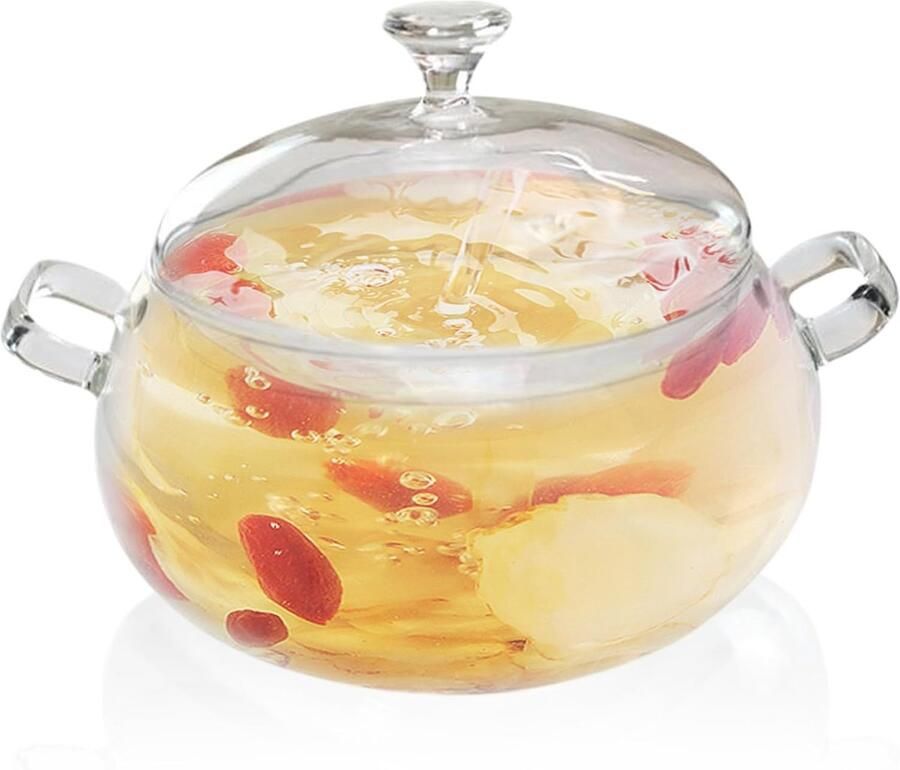 Glazen Kookpot Glazen Pan Koken en Verwarmen Hittebestendig Borosilicaatglas 2 Liter Transparant