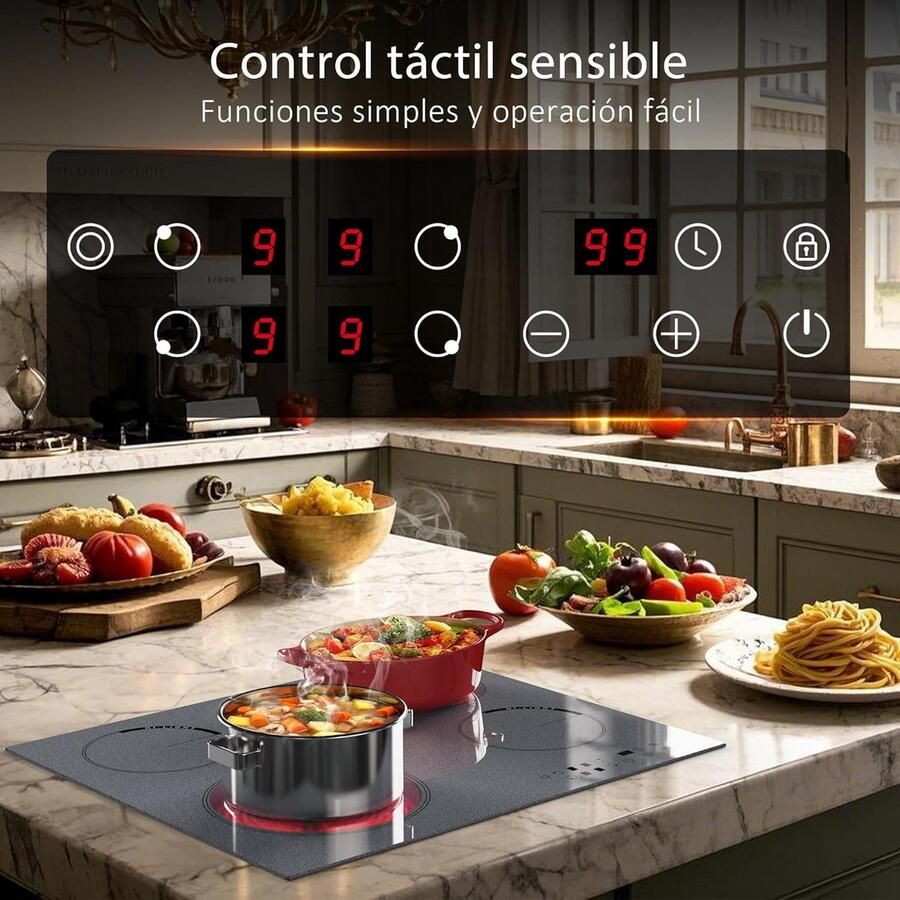 Glazen Kookveld Keramisch fornuis Thuis koken Intelligente timer 60 cm Zwart