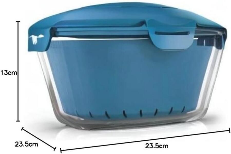 Glazen magnetron rijstkoker met kunststof mand en antislip deksel 2 l