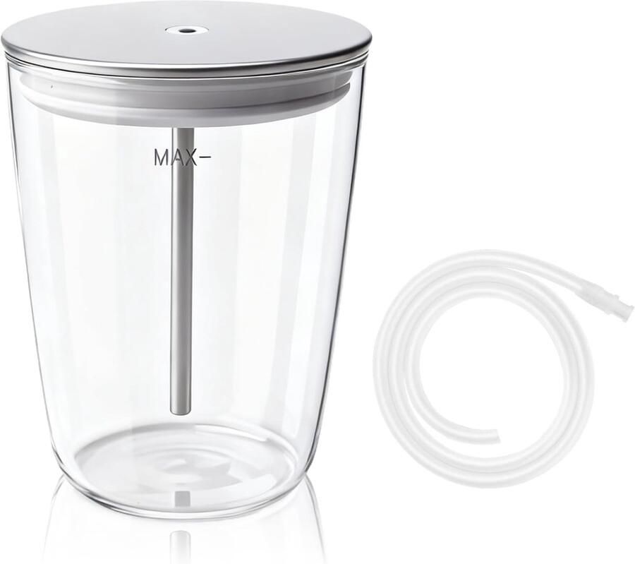 Glazen Melkcontainer 0.5 L Transparante Melkslang RVS Ideaal voor Jura Koffiemachines ShopVlot
