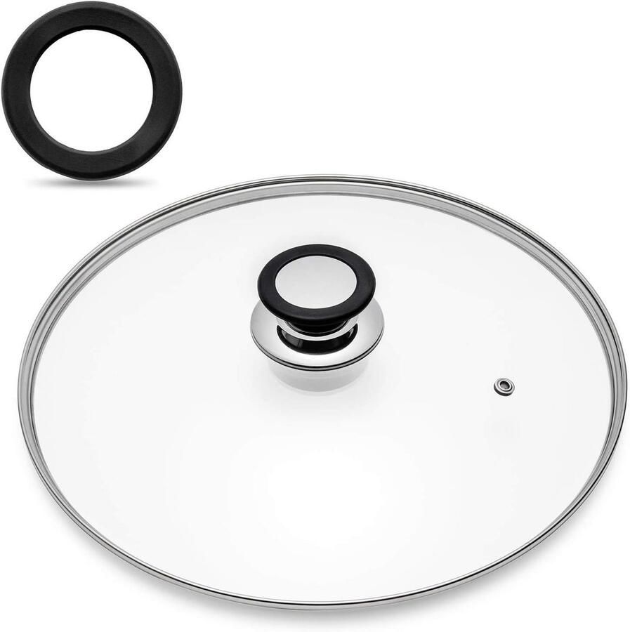 Glazen Pan Deksel Kookgerei Deksel Langzaam Koken Hittebestendig Handvat 24 cm Transparant