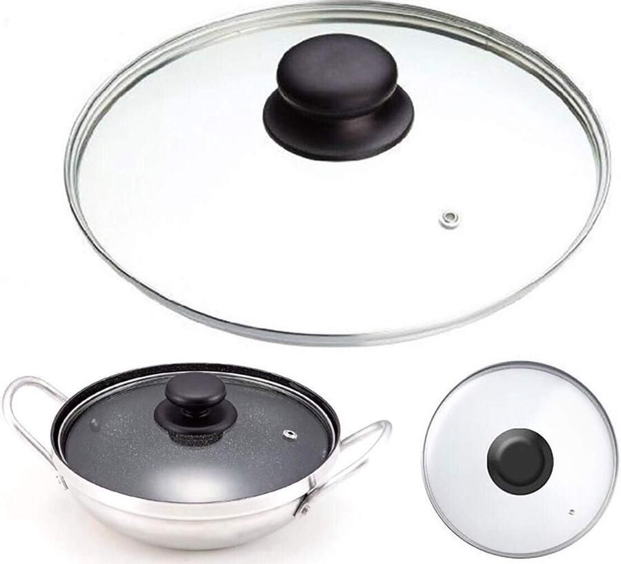Glazen Pan Deksel Kookdeksel Ventilatiedeksel Koken en Sudderen Met Stoomventiel 14-32 cm Transparant
