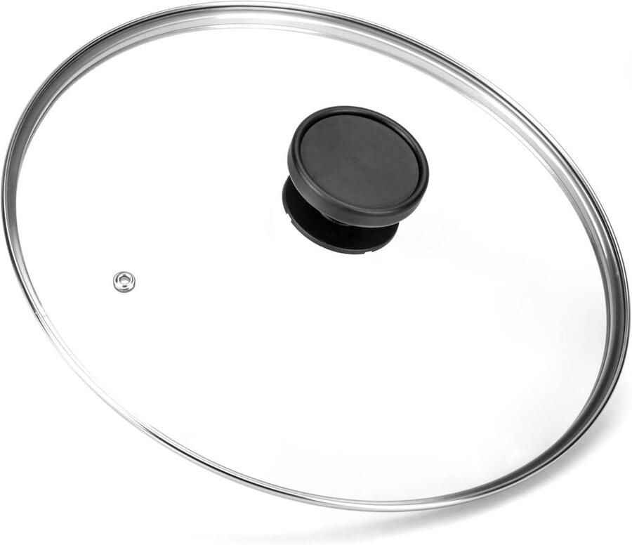 Glazen Pan Deksel Pannen Deksel Koken en Bakken Met Stoomventiel 24 cm Zilver Zwart