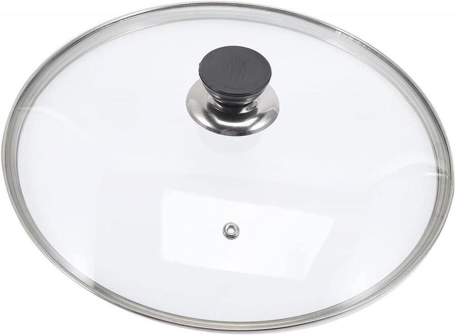 Glazen Pan Deksel Universeel Deksel Koken en Bakken Transparant Controlevenster 24 cm Zwart
