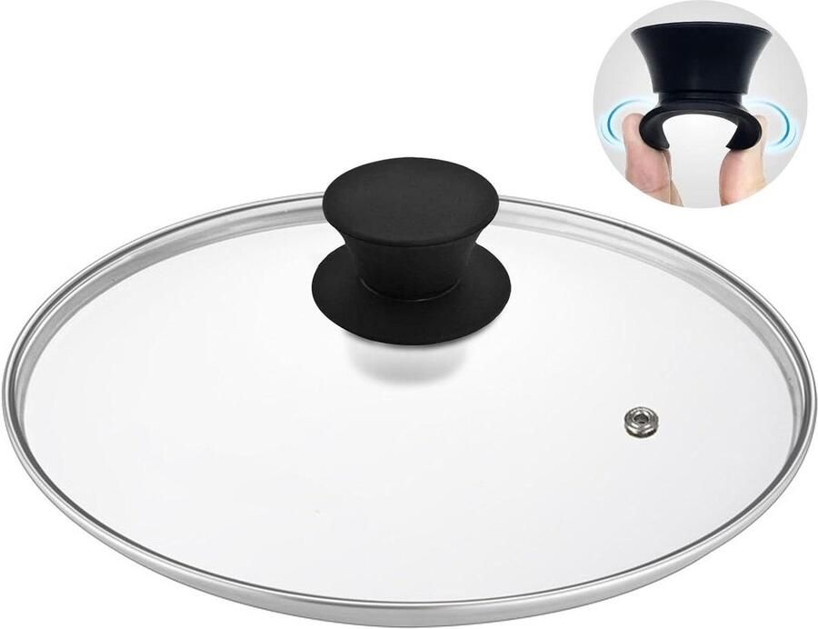 Glazen pan deksel Universeel deksel Koken en braden Met stoomgaatje 30 cm Zilverkleurig