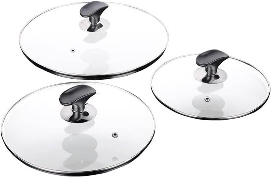 Glazen Pan Deksel Universeel Kookgerei Energiezuinig Koken Hittebestendig Handvat 22 cm Transparant