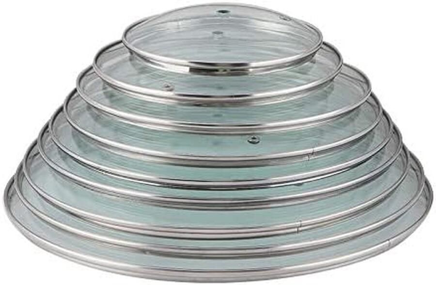 Glazen Pan Deksel Wok Deksel Universeel Koken en Bakken Hittebestendig Handvat 30 cm Zilver