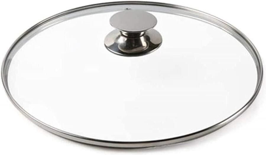 Glazen Pan Deksel Wok Deksel Vervanging Koken en Bakken Roestvrijstalen Rand 26 cm Transparant