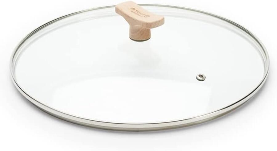 Glazen Pannendeksel Deksel met knop Koken en braden Houten handgreep Ø 28 cm Transparant