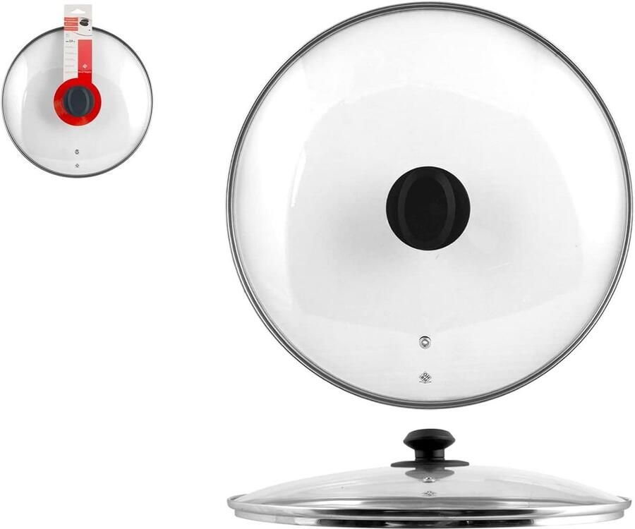 Glazen Pannendeksel Deksel met rand Koken en braden Roestvrijstalen rand 40 cm Transparant