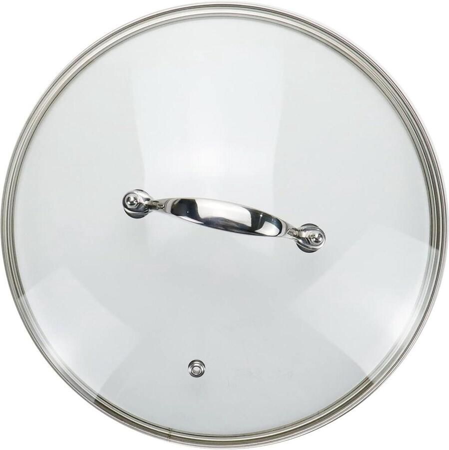 Glazen Pannendeksel Kookdeksel Vervangend Deksel Koken op Inductie Gehard Glas 25.4 cm Zilver