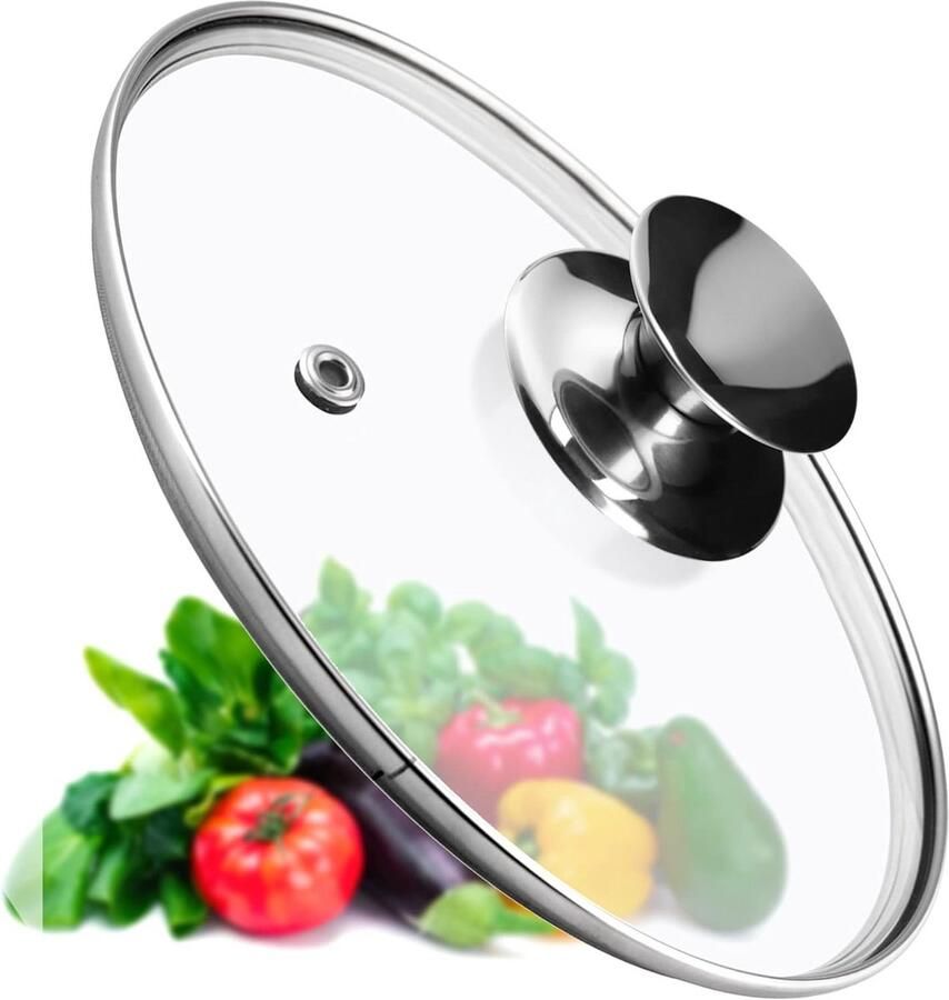 Glazen Pannendeksel Universeel Deksel Koken en Braden Hittebestendige Handgreep 20 cm Diameter Transparant