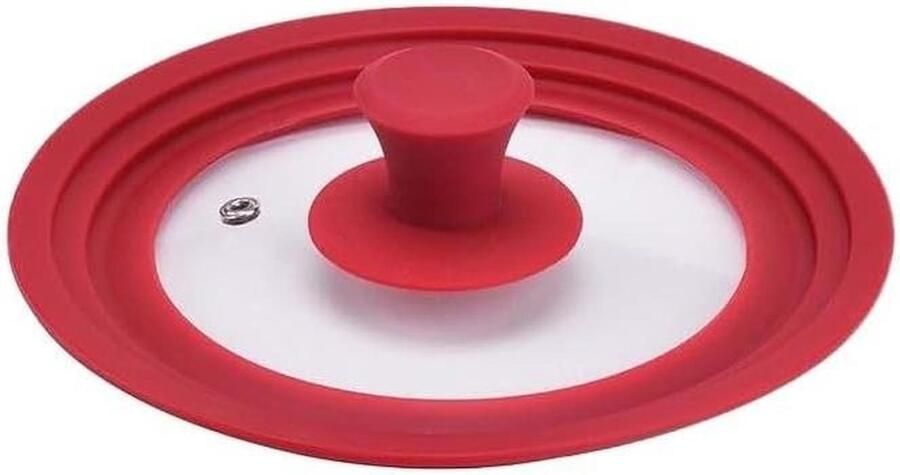 Glazen Pannendeksel Universeel Deksel Koken en Braden Met Siliconen Rand 16-28 cm Rood