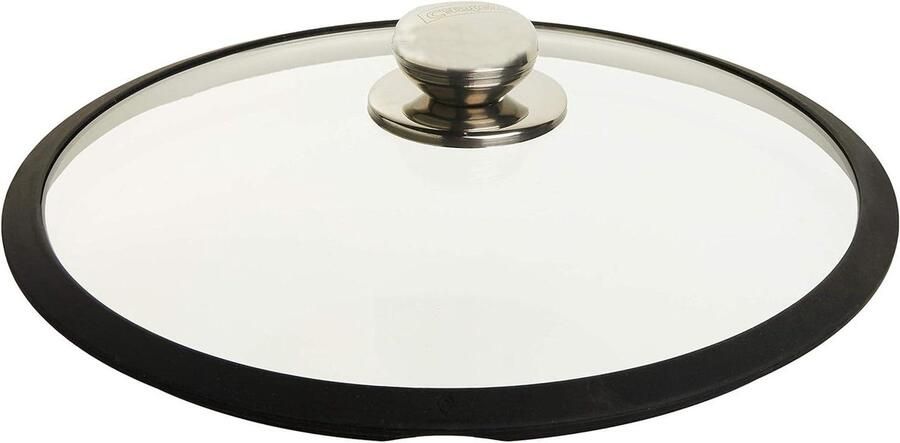 Glazen Pannendeksel Universeel Deksel Koken en Braden Met Siliconen Ring 28 cm Transparant