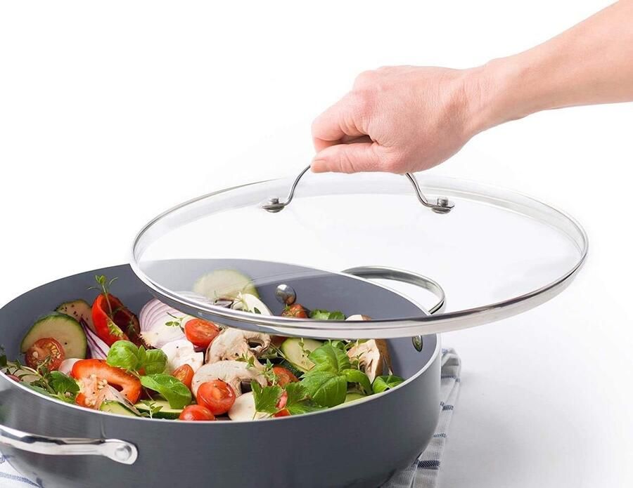 Glazen Pannendeksel Universeel Deksel Koken Gehard Glas 30 cm Transparant