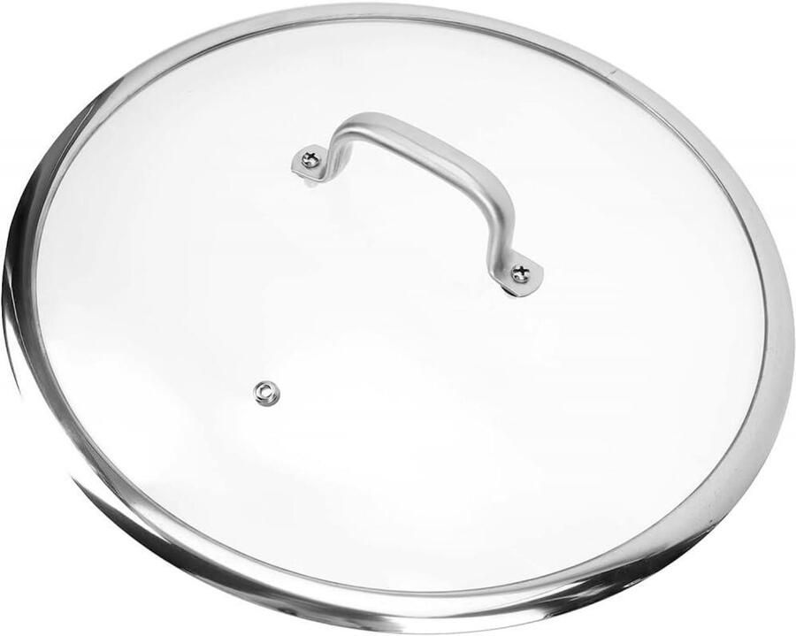 Glazen pannendeksel Universele deksel Koken en braden Hittebestendig handvat 28 cm Zilver