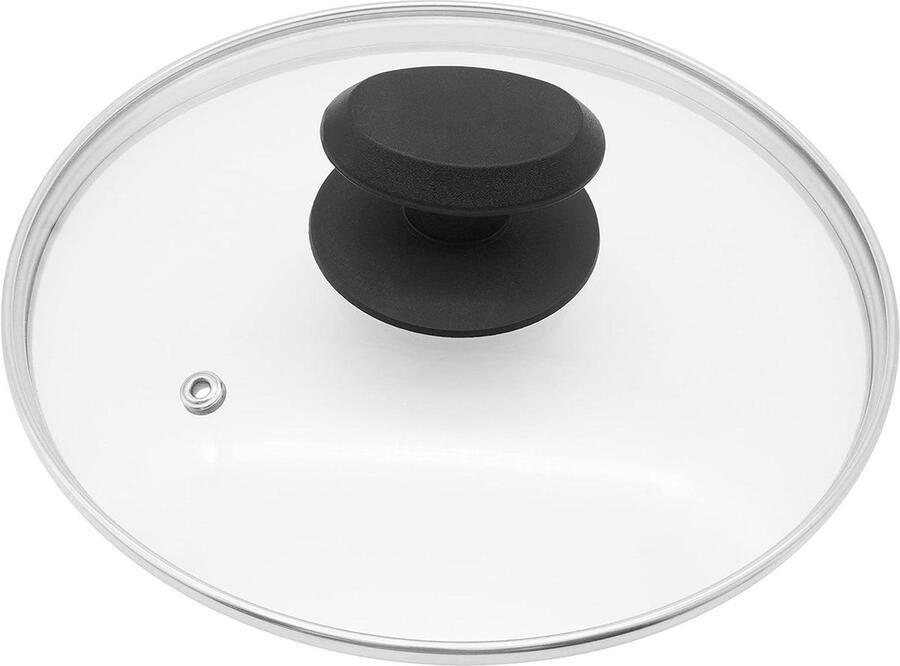 Glazen Pannendeksel Vervangend Deksel Pan Koken en Bakken Met Stoomopening 30 cm Transparant