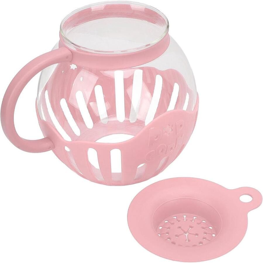 Glazen Popcornpot Magnetron Popper Snacks Maken Met Maatdeksel 213 Liter Roze
