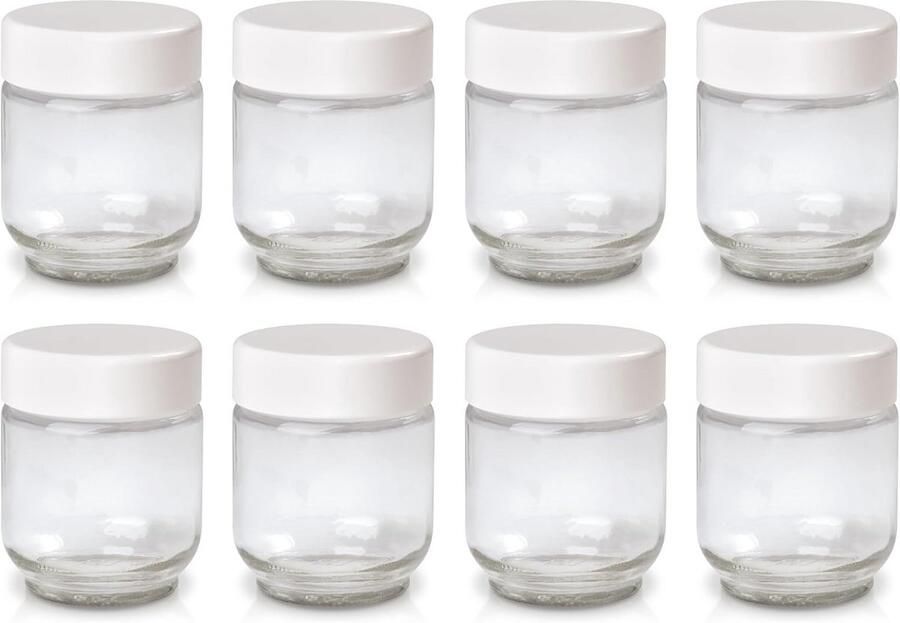 Glazen potten voor yoghurtmaker Set van 8 voor verschillende soorten yoghurt