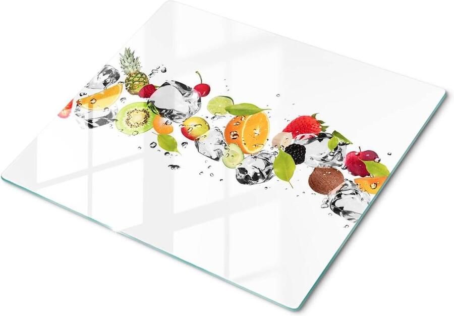 Glazen Snijplank Keukenbeschermer Achterwand Koken en snijden Hittebestendig tot 200°C 60x52 cm Decoratief