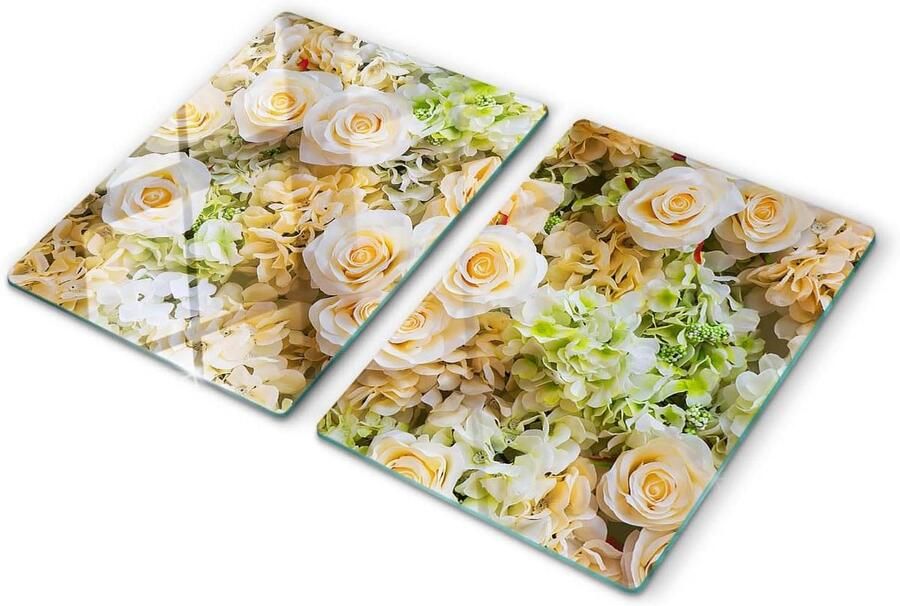 Glazen snijplank Kookplaatafdekking Achterwand Keukenbescherming Koken Gehard Glas 2x40x52cm Multicolor