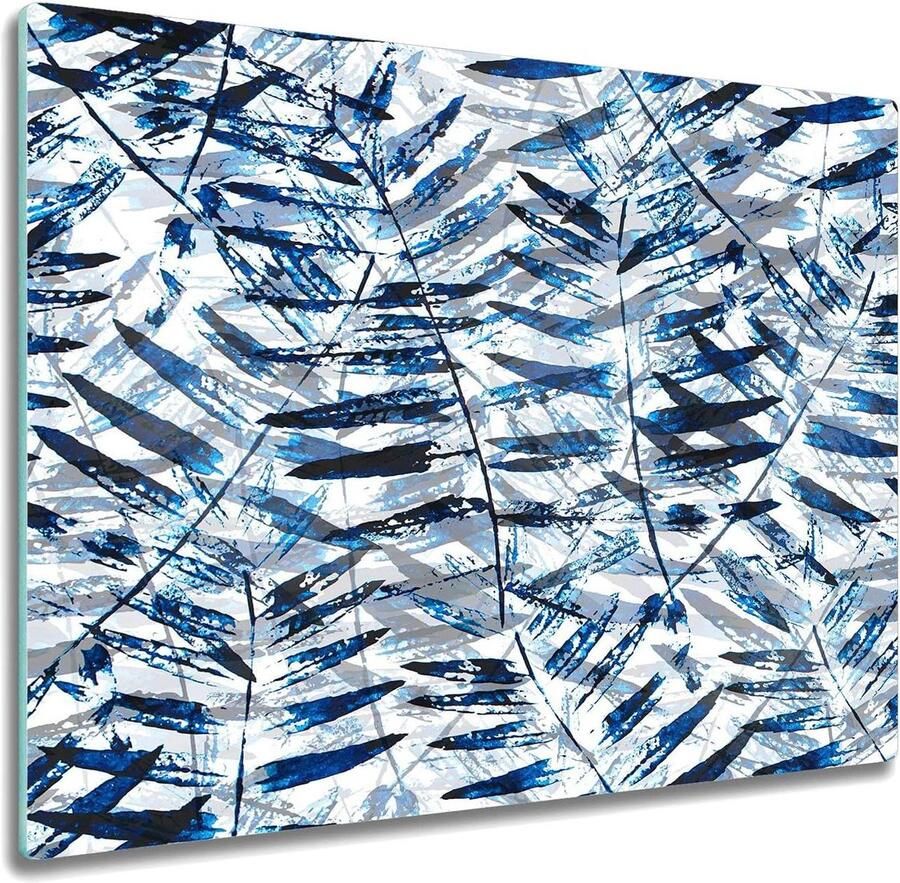 Glazen Snijplank Kookplaatafdekking Keuken Achterwand Bord Bescherming Kookplaat Gehard Glas 80x52cm Bladeren