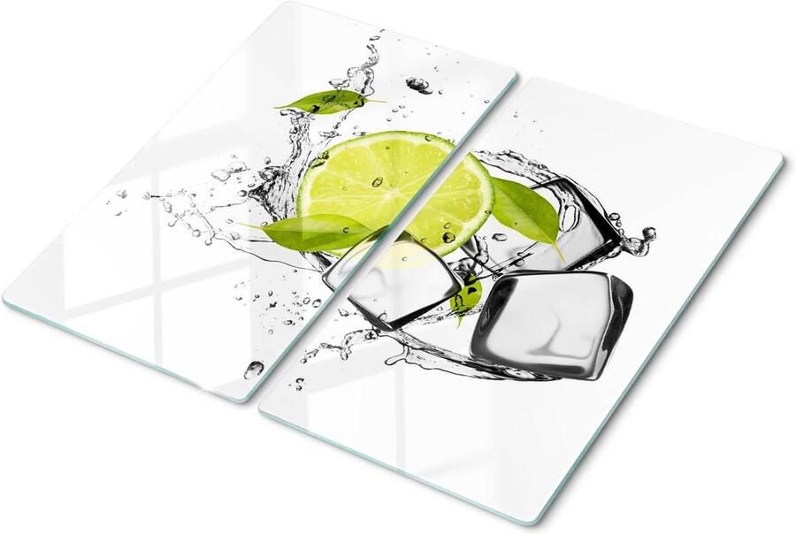 Glazen snijplank Kookplaatafdekking Keukenachterwand Bescherming Kookplaat Gehard Glas 2x30x52cm Multicolor