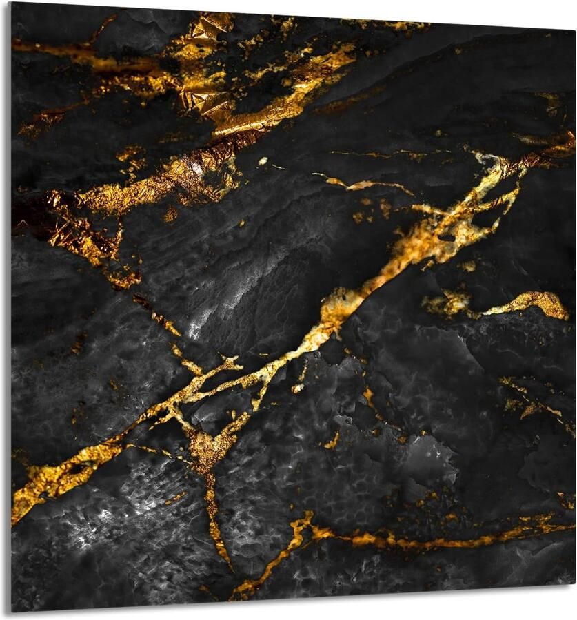 Glazen Spatbeschermer Achterwand Keuken Kookplaat Beschermen Gehard Glas 60 x 65 cm Marmer Goud