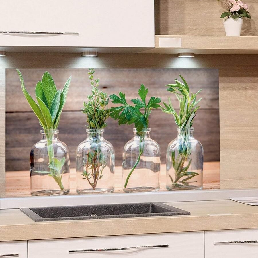 Glazen Spatwand Keuken 100x60 cm Hittebestendige Achterwand voor Fornuis en Spoelbak