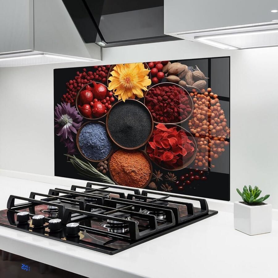 Glazen spatwand voor keuken achter fornuis 60x100 cm Hittebestendig
