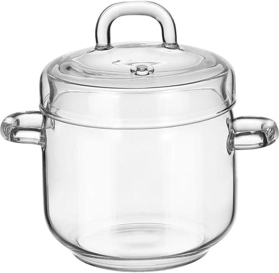 Glazen Sudderpan Mini Kookpot Kleine Porties Koken Transparant Hittebestendig 350 ml Helder