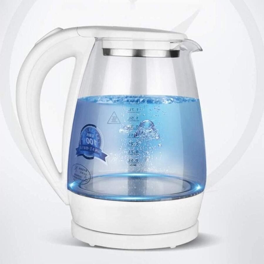Glazen Waterketel Thee Waterkoker Snel Water Koken Roestvrijstalen Deksel 1.5 Liter Zilver