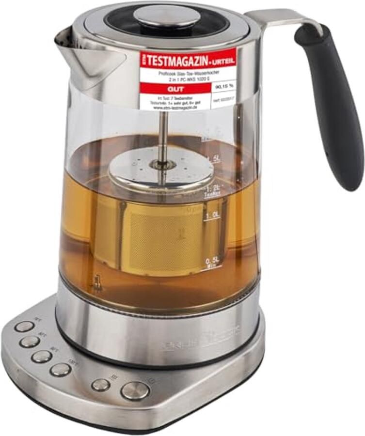 Glazen waterkoker 1 7 liter 3000W Theefunctie Warmhoudfunctie Temperatuurinstelling 70°-100° Glazen RVS