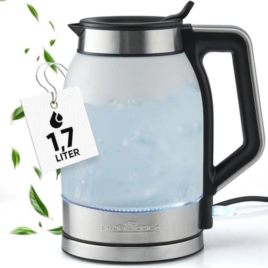 Glazen Waterkoker 1 7 Liter met Blauw Verlicht Reservoir BPA-vrij 2200W