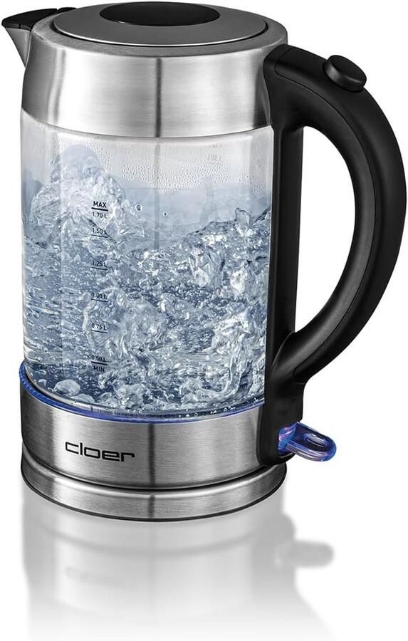 Glazen Waterkoker 1 7 liter met LED Verlichting en Veiligheidsdeksel