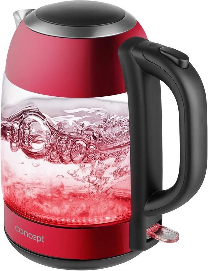 Glazen Waterkoker 1 7L met Rood LED-Licht en Hoogwaardig Borosilicaatglas