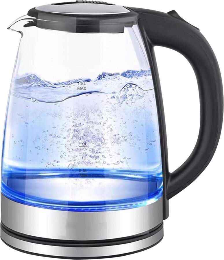 Glazen waterkoker 1 8 l 1500 W BPA-vrij 360° draaibaar met led-verlichting en automatische uitschakeling