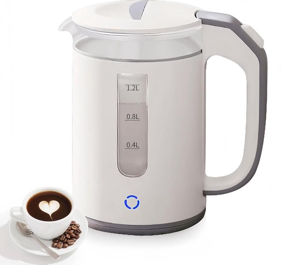 Glazen Waterkoker 1.2 Liter Snelkoker 1000W RVS Theepot voor Reizen en Camping