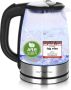 Glazen waterkoker 1 7 liter 2200 watt LED-binnenverlichting 360° voet winnaarsprijs prestatietest voor huis en tuin - Thumbnail 1