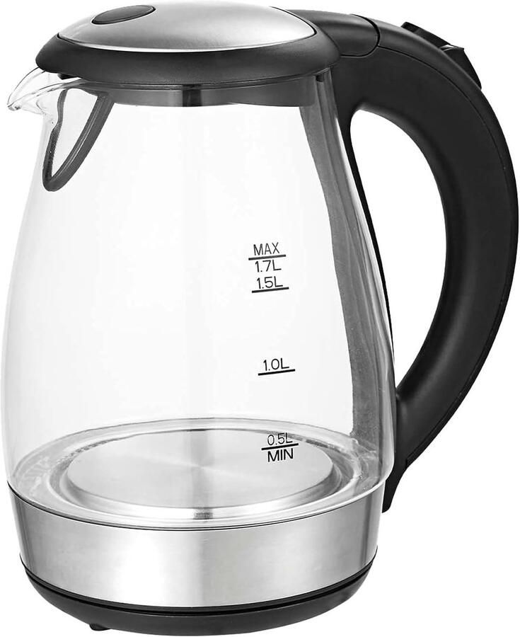 Glazen Waterkoker 1.7L met LED Verlichting 2200W en Kalkfilter