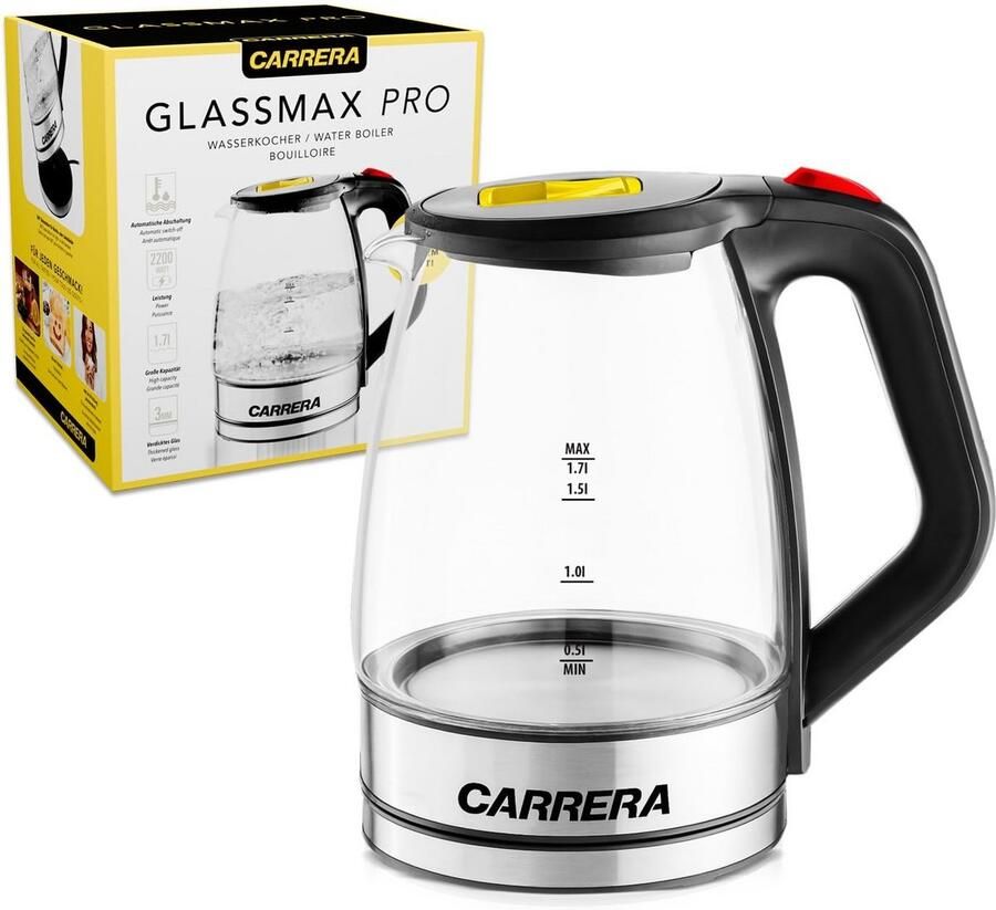 Glazen Waterkoker 1.7L Snel Koken 2200W LED Verlichting & 360° Draaibaar