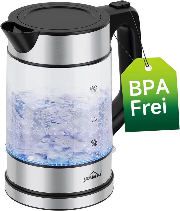 Glazen Waterkoker Borosilicaatglas 1 7 Liter Inhoud 2200 Watt Vermogen Voor Huishoudens en Vergaderingen