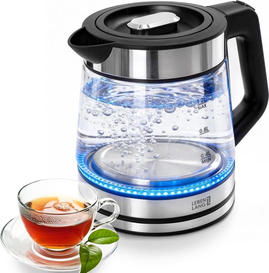 Glazen Waterkoker Borosilicaatglas Roestvrijstalen Design LED Verlichting Voor Kleine Huishoudens